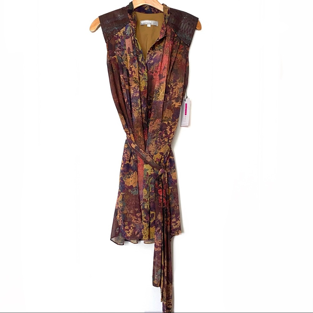 Hunter Bell Floral Leather Floral Print Dress S